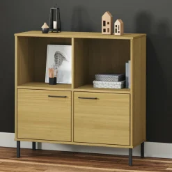 vidaXL Boekenkast met metalen poten OSLO 90x35x90,5 cm hout bruin