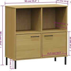vidaXL Boekenkast met metalen poten OSLO 90x35x90,5 cm hout bruin
