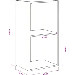 vidaXL Boekenkast met 2 schappen 40x30x76,5 cm bewerkt hout sonoma eik