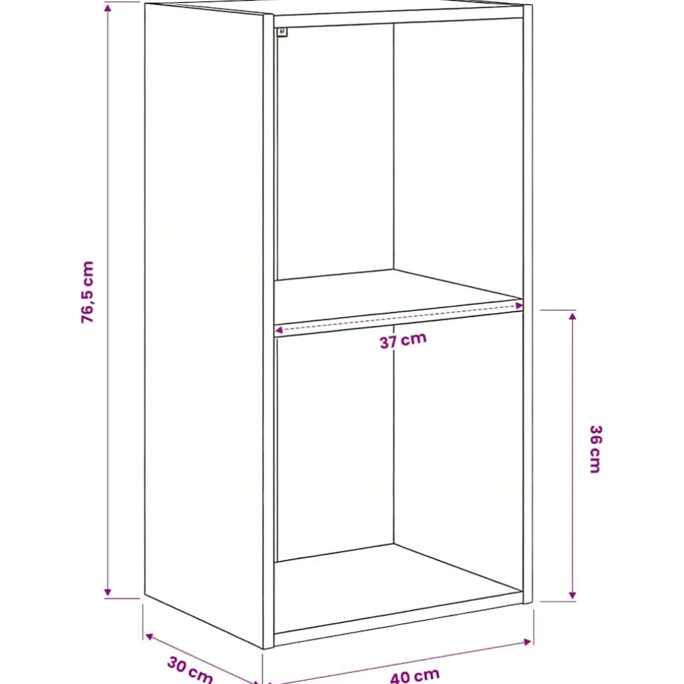 vidaXL Boekenkast met 2 schappen 40x30x76,5 cm bewerkt hout sonoma eik