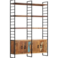 vidaXL Boekenkast met 4 schappen 124x30x180 cm massief gerecycled hout