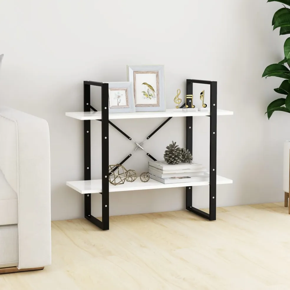 vidaXL Boekenkast met 2 schappen 80x30x70 cm bewerkt hout wit