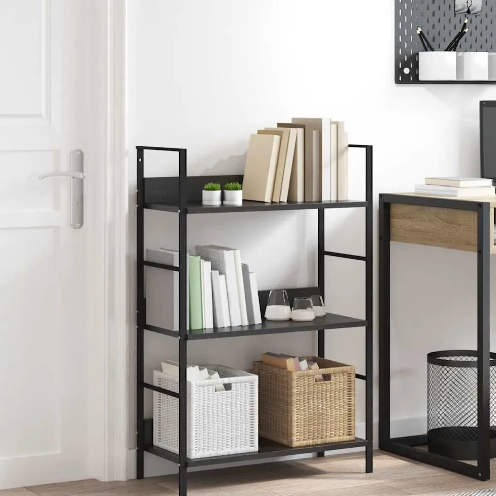 vidaXL Boekenkast met 3 schappen 60x27,6x90,5 cm bewerkt hout zwart