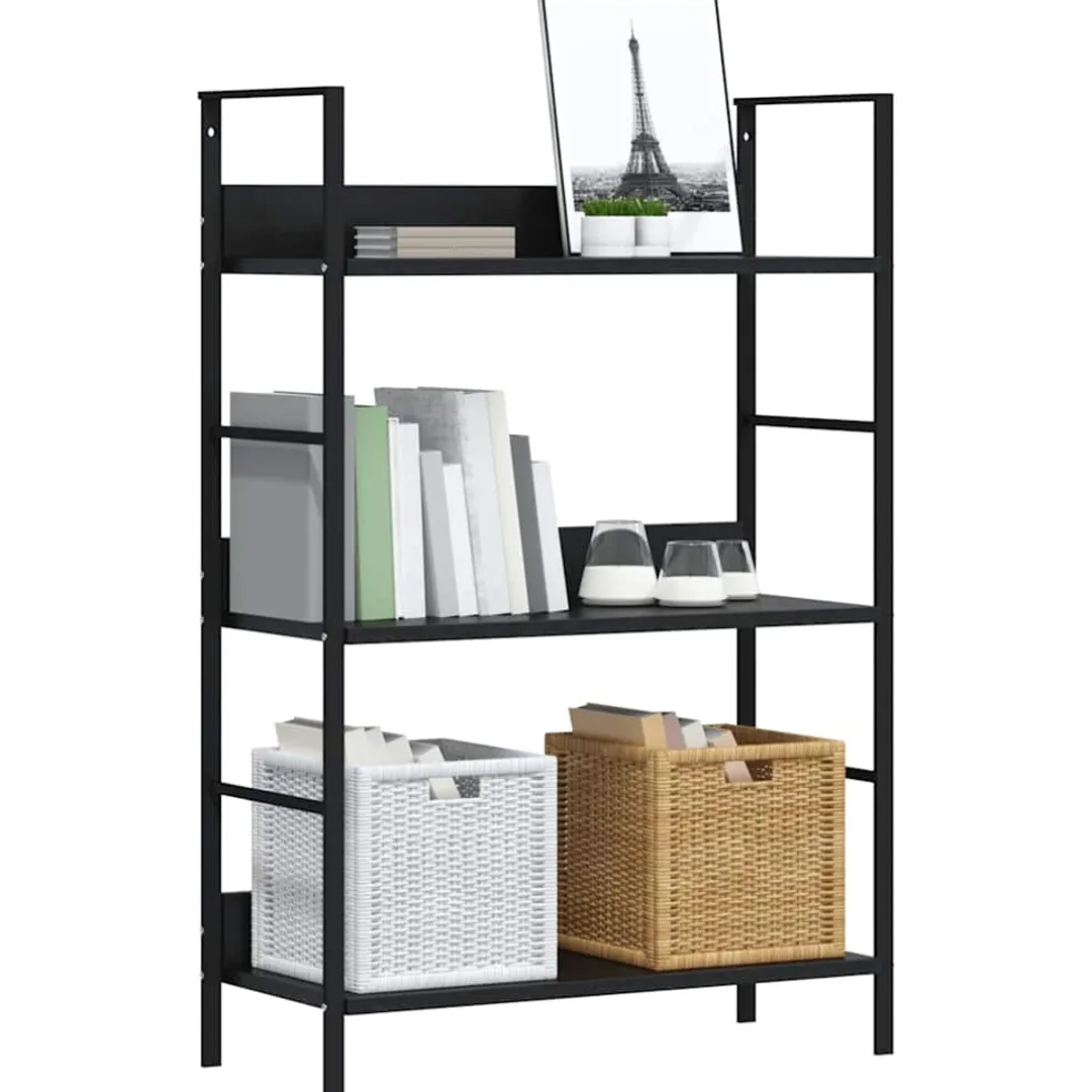 vidaXL Boekenkast met 3 schappen 60x27,6x90,5 cm bewerkt hout zwart