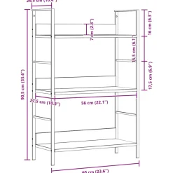 vidaXL Boekenkast met 3 schappen 60x27,6x90,5 cm bewerkt hout wit