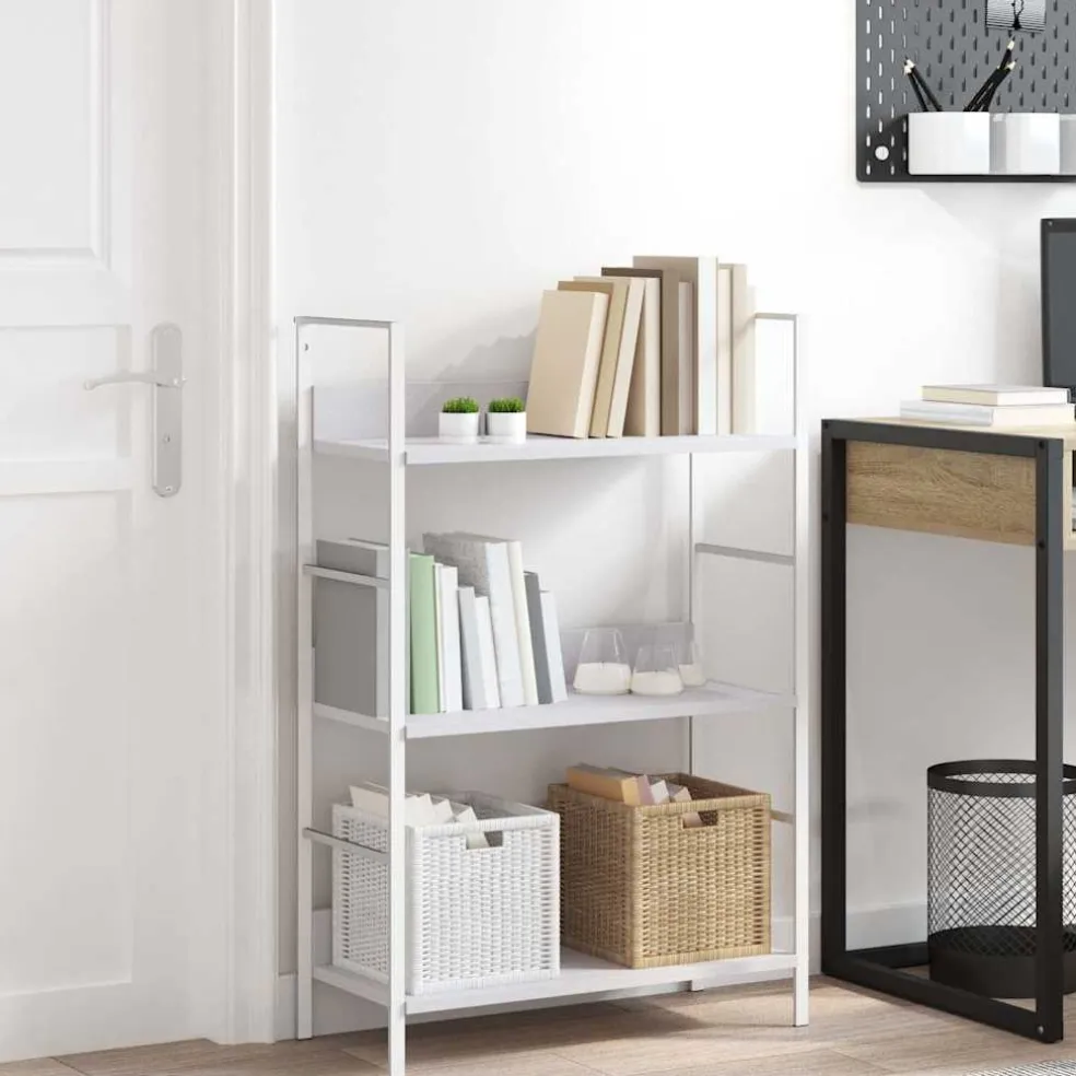 vidaXL Boekenkast met 3 schappen 60x27,6x90,5 cm bewerkt hout wit