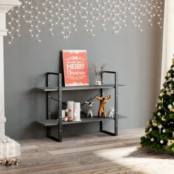 vidaXL Boekenkast met 2 schappen 100x30x70 cm massief grenenhout grijs