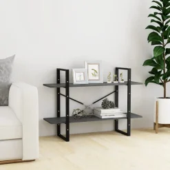 vidaXL Boekenkast met 2 schappen 100x30x70 cm massief grenenhout grijs