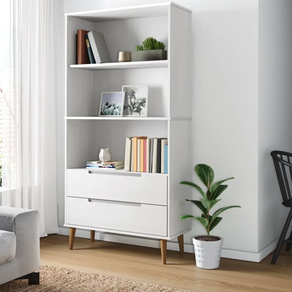 vidaXL Boekenkast MOLDE 85x35x170,5 cm massief grenenhout wit