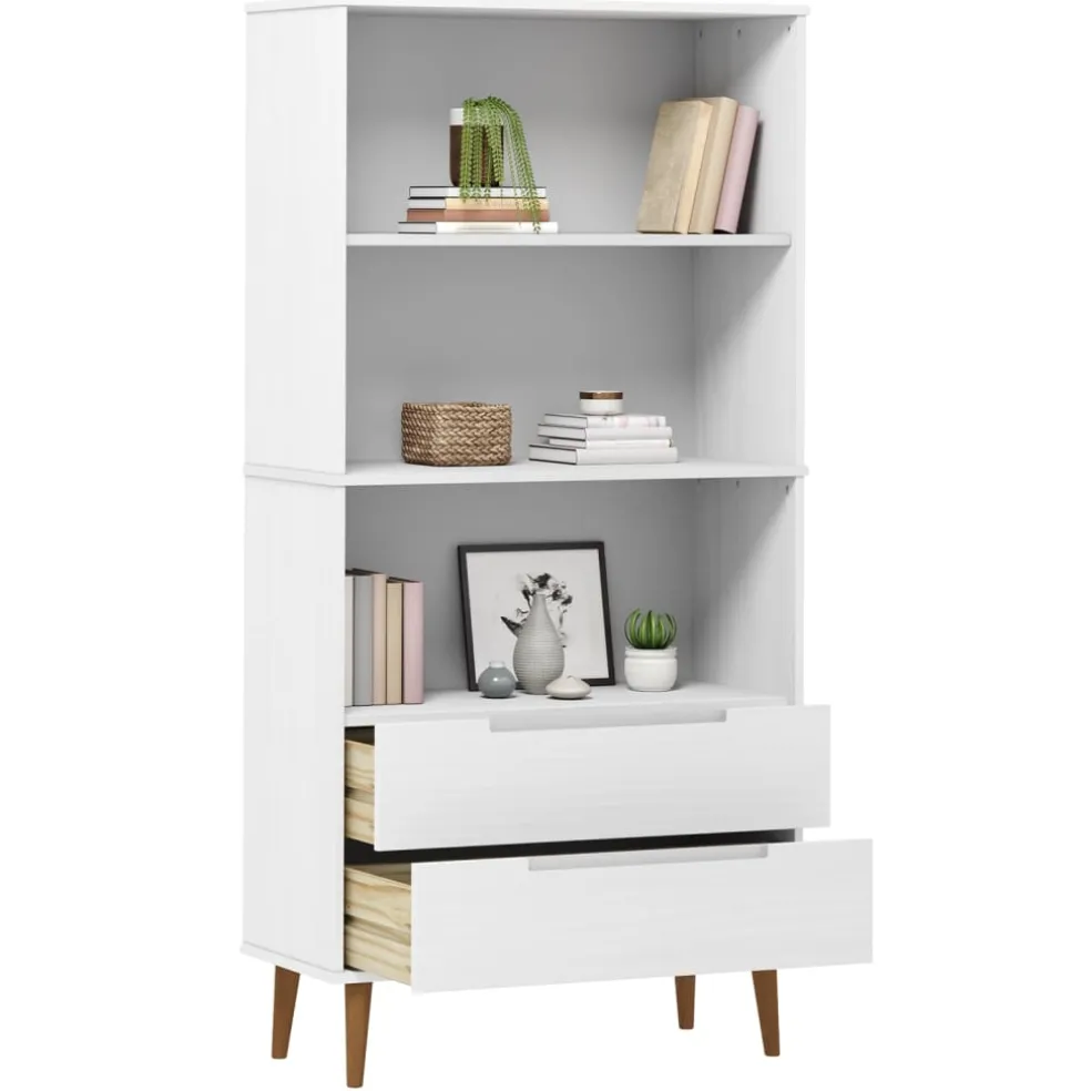 vidaXL Boekenkast MOLDE 85x35x170,5 cm massief grenenhout wit