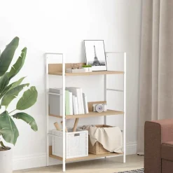 vidaXL Boekenkast 3 schappen 60x27,6x90,5 cm bewerkt hout eikenkleurig