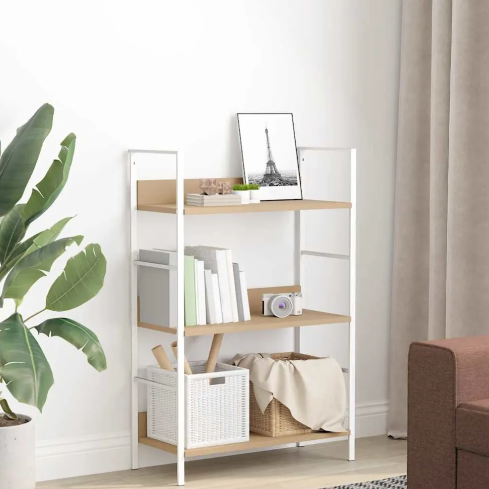 vidaXL Boekenkast 3 schappen 60x27,6x90,5 cm bewerkt hout eikenkleurig