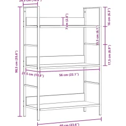 vidaXL Boekenkast 3 schappen 60x27,6x90,5 cm bewerkt hout eikenkleurig