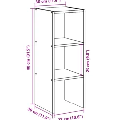 vidaXL Boekenkast stapelbaar 30x30x80 cm bewerkt hout sonoma eiken