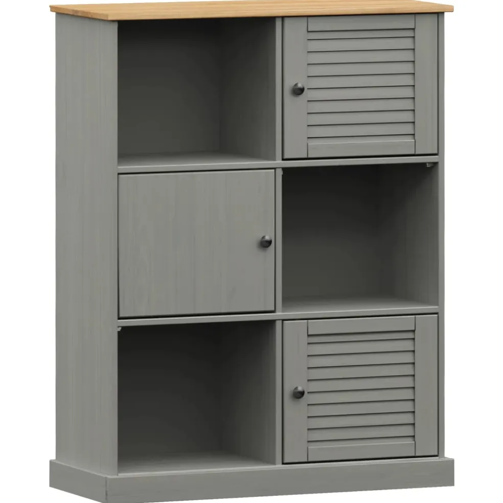 vidaXL Boekenkast VIGO 90x35x114,5 cm massief grenenhout grijs