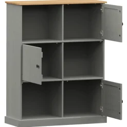 vidaXL Boekenkast VIGO 90x35x114,5 cm massief grenenhout grijs