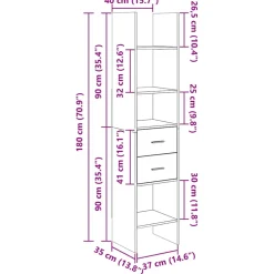 vidaXL Boekenkast 40x35x180 cm bewerkt hout betongrijs