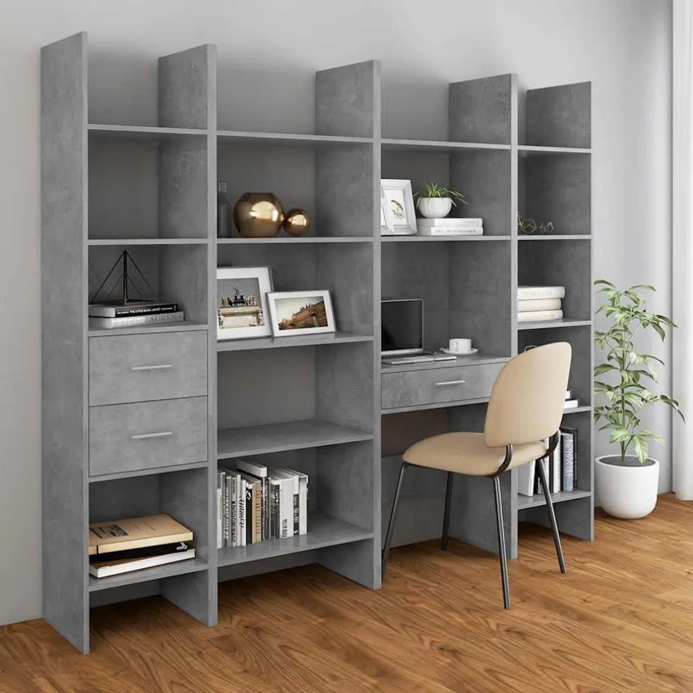 vidaXL Boekenkast 40x35x180 cm bewerkt hout betongrijs
