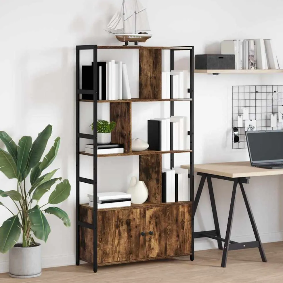 vidaXL Boekenkast 80 x 30 x 155,5 cm Bewerkt hout Gerookt eiken