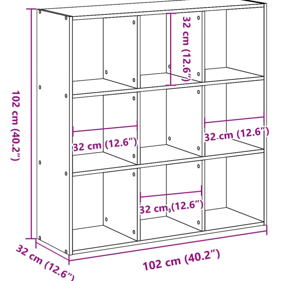 vidaXL Boekenkast 102x32x102 cm bewerkt hout betongrijs