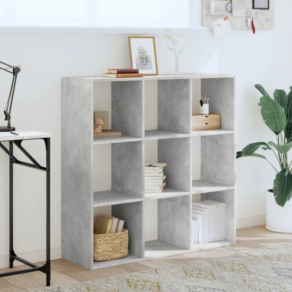 vidaXL Boekenkast 102x32x102 cm bewerkt hout betongrijs