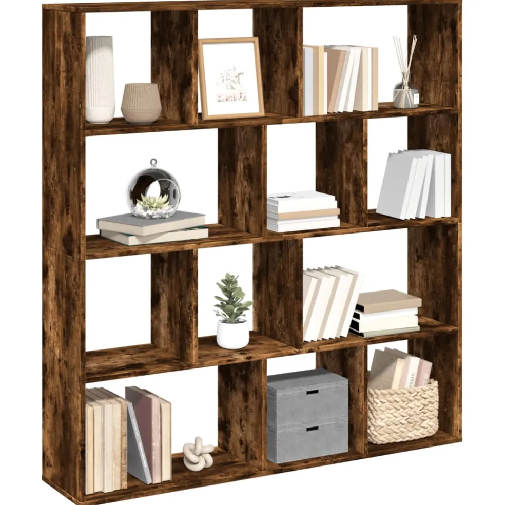 vidaXL Boekenkast 132x29x141,5 cm bewerkt hout gerookt eikenkleurig