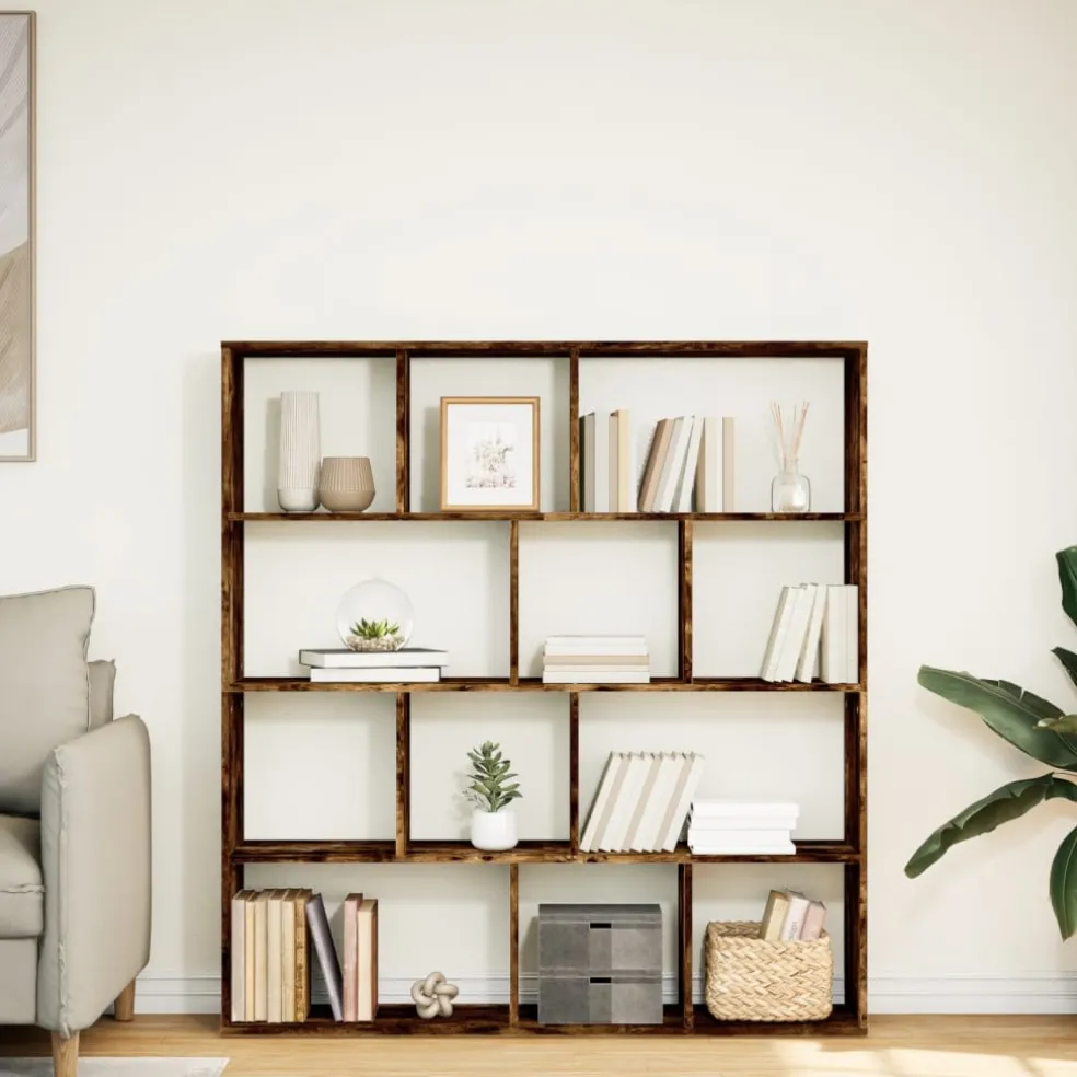 vidaXL Boekenkast 132x29x141,5 cm bewerkt hout gerookt eikenkleurig