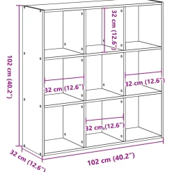 vidaXL Boekenkast 102x32x102 cm bewerkt hout gerookt eikenkleurig