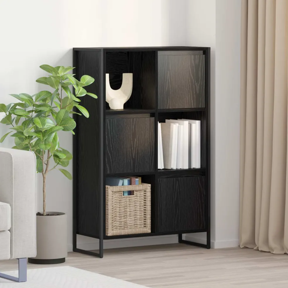 vidaXL Boekenkast 68 x 30 x 108.5 cm Bewerkt hout Zwart Eiken