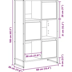 vidaXL Boekenkast 68 x 30 x 108.5 cm Bewerkt hout Zwart Eiken