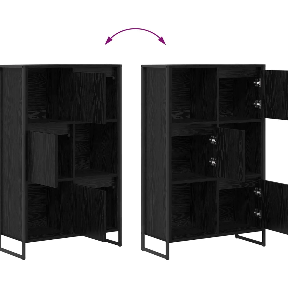 vidaXL Boekenkast 68 x 30 x 108.5 cm Bewerkt hout Zwart Eiken