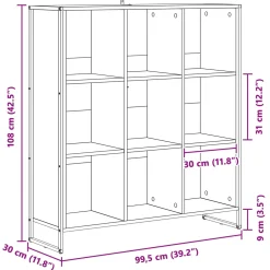 vidaXL Boekenkast 99,5 x 30 x 108 cm Bewerkt hout Rook Eik