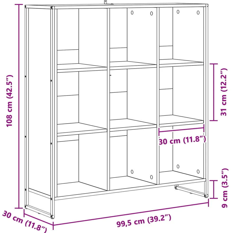 vidaXL Boekenkast 99,5 x 30 x 108 cm Bewerkt hout Rook Eik