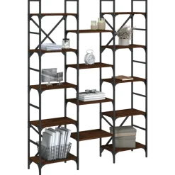 vidaXL Boekenkast 127,5x28,5x172,5 cm bewerkt hout bruin eikenkleur