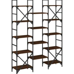 vidaXL Boekenkast 127,5x28,5x172,5 cm bewerkt hout bruin eikenkleur