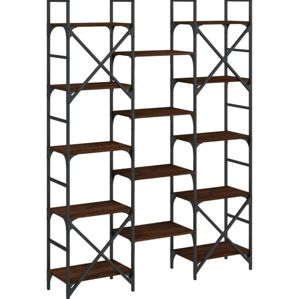 vidaXL Boekenkast 127,5x28,5x172,5 cm bewerkt hout bruin eikenkleur