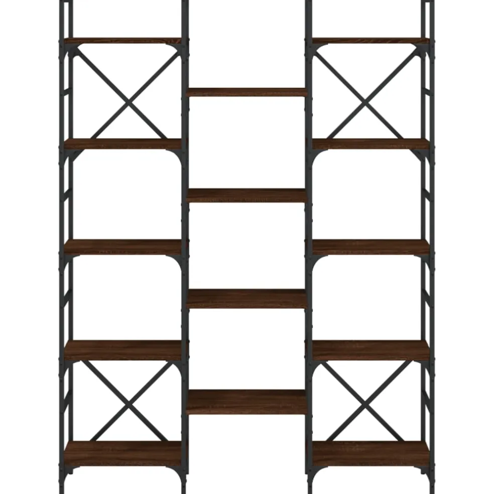vidaXL Boekenkast 127,5x28,5x172,5 cm bewerkt hout bruin eikenkleur