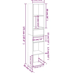 vidaXL Boekenkast 36x30x171 cm bewerkt hout sonoma eikenkleurig
