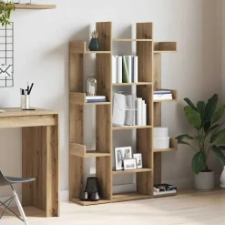 vidaXL Boekenkast 86x25,5x140 cm bewerkt hout artisanaal eikenkleur