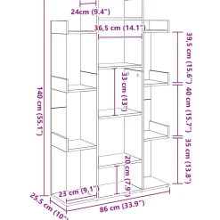 vidaXL Boekenkast 86x25,5x140 cm bewerkt hout artisanaal eikenkleur