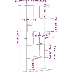 vidaXL Boekenkast 67x24x161 cm bewerkt hout zwart eikenkleurig