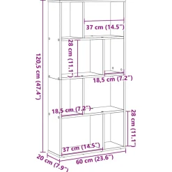 vidaXL Boekenkast 60x20x120,5 cm bewerkt hout sonoma eikenkleurig