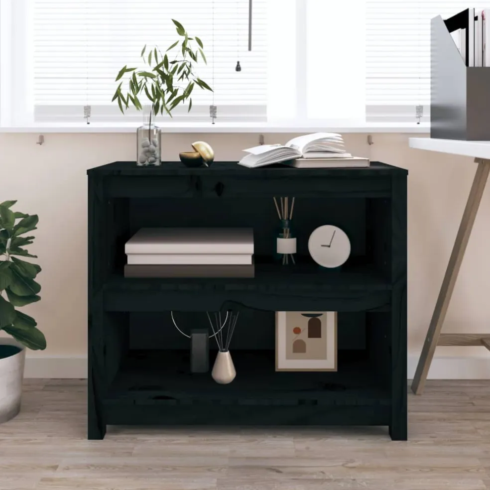 vidaXL Boekenkast 80x35x68 cm massief grenenhout zwart