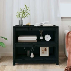 vidaXL Boekenkast 80x35x68 cm massief grenenhout zwart