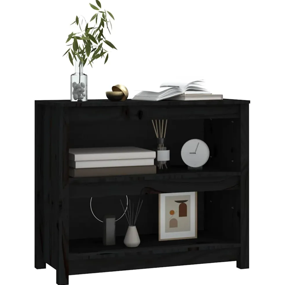 vidaXL Boekenkast 80x35x68 cm massief grenenhout zwart