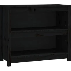 vidaXL Boekenkast 80x35x68 cm massief grenenhout zwart