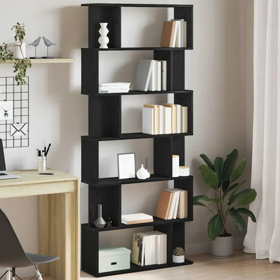vidaXL Boekenkast Zwart Eiken 80x24x190,5 cm Engineered Wood