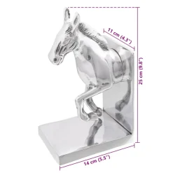 vidaXL Boekensteunen 2 st Zilver 11 x 14 x 25 cm Aluminium