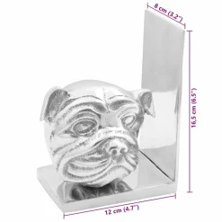 vidaXL Boekensteunen 2 st Zilver 8 x 12 x 16,5 cm Aluminium