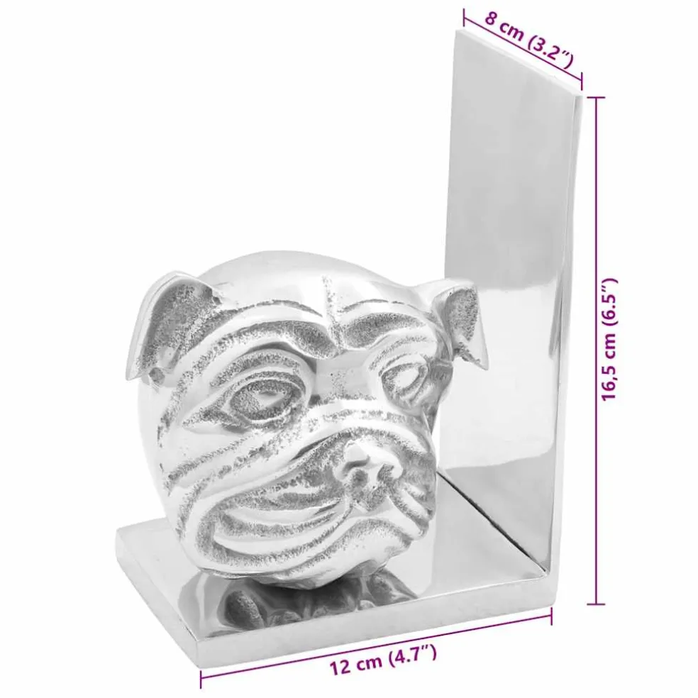 vidaXL Boekensteunen 2 st Zilver 8 x 12 x 16,5 cm Aluminium